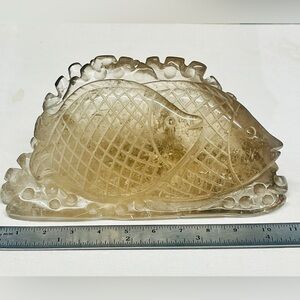 Carved Smokey Quartz double fish